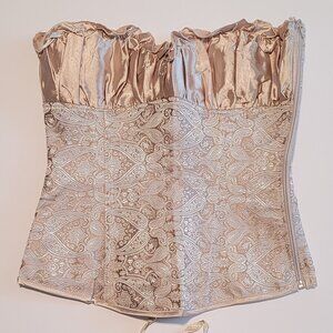 Women's Gold Lace Up Bustier Corset Over bust Burlesque Top Waist Cincher SL5024